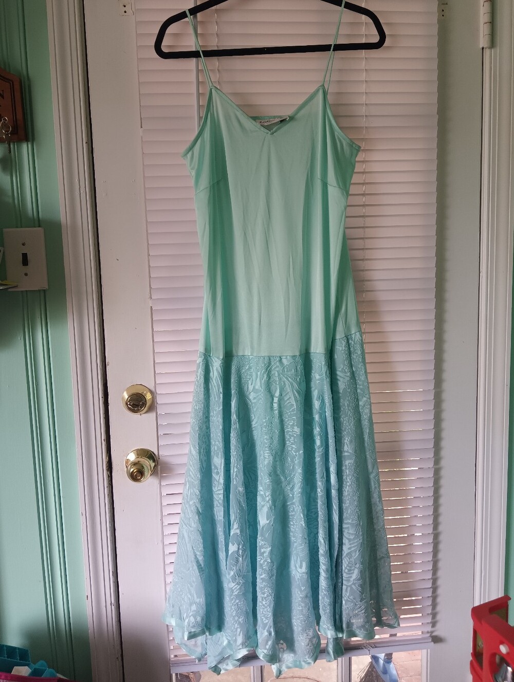 Vintage Teal Slip Dress 1970s